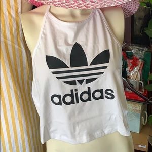 Adidas White Halter Crop Tank! FIRM!!!!